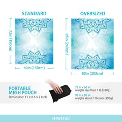 Hiwoss blanket fabric close-up showing silky texture and easy sand release benefit