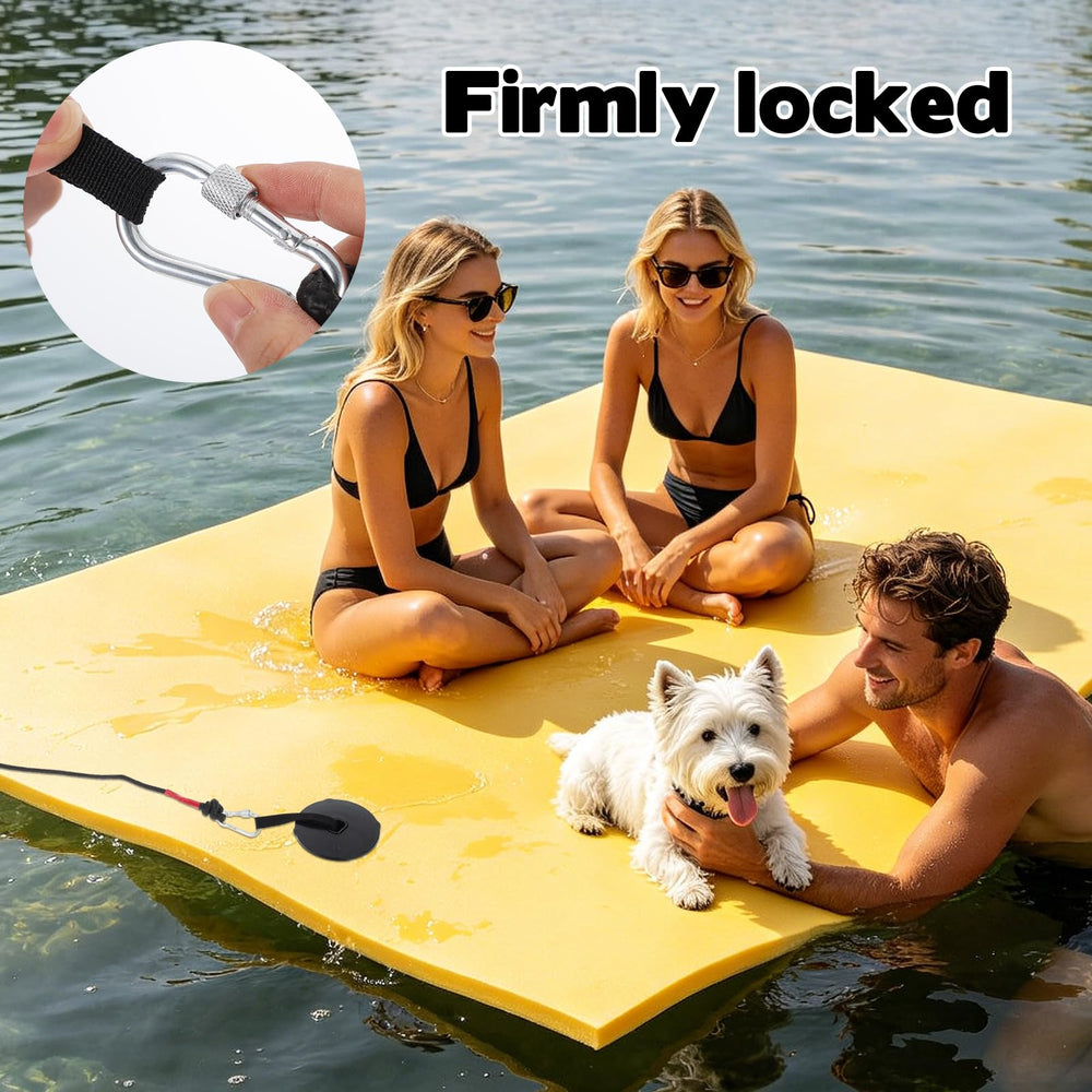 Hlimior floating mat in use illustrating stable, relaxed water lounging