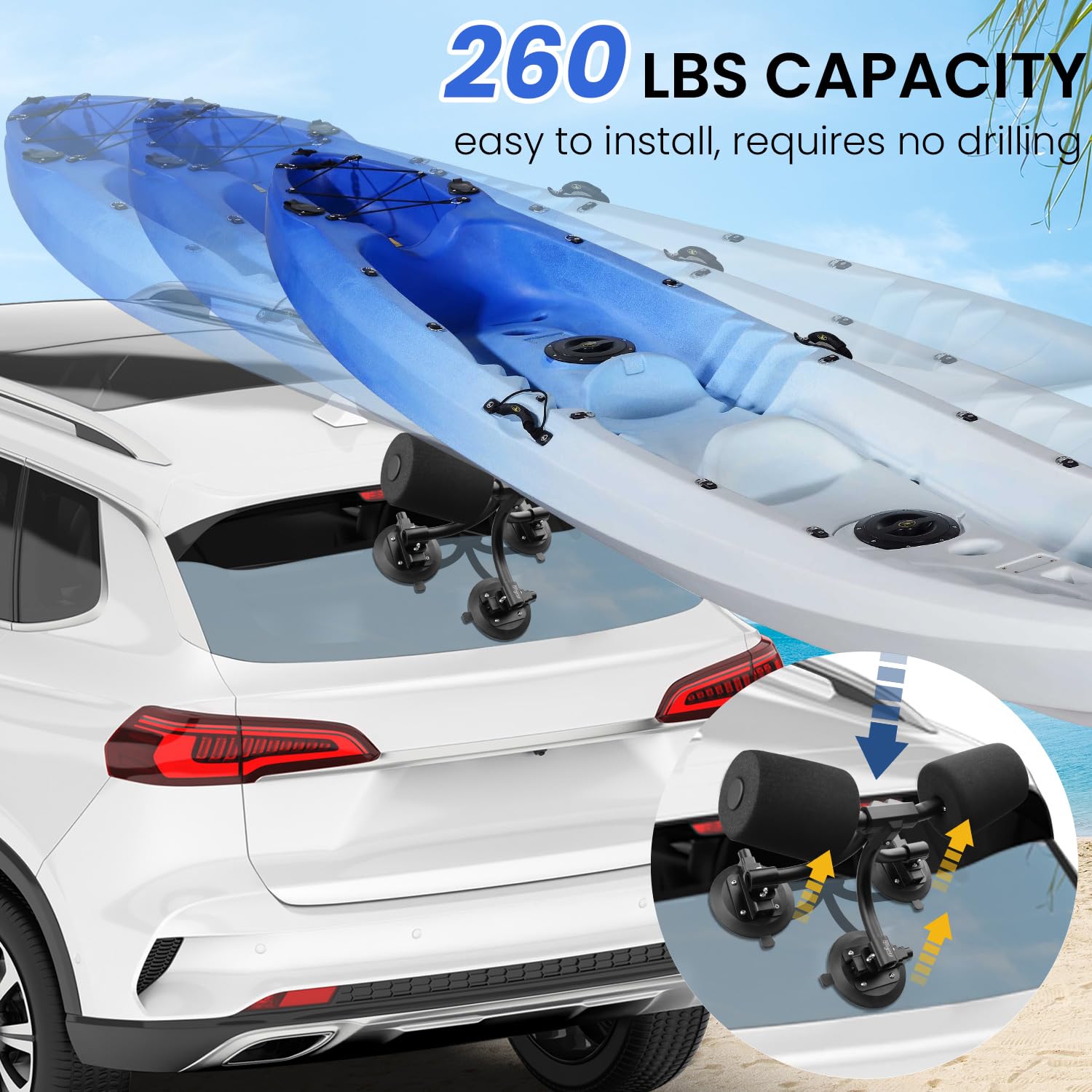 HLOGREE in-use image of one-person kayak loading onto roof using the roller