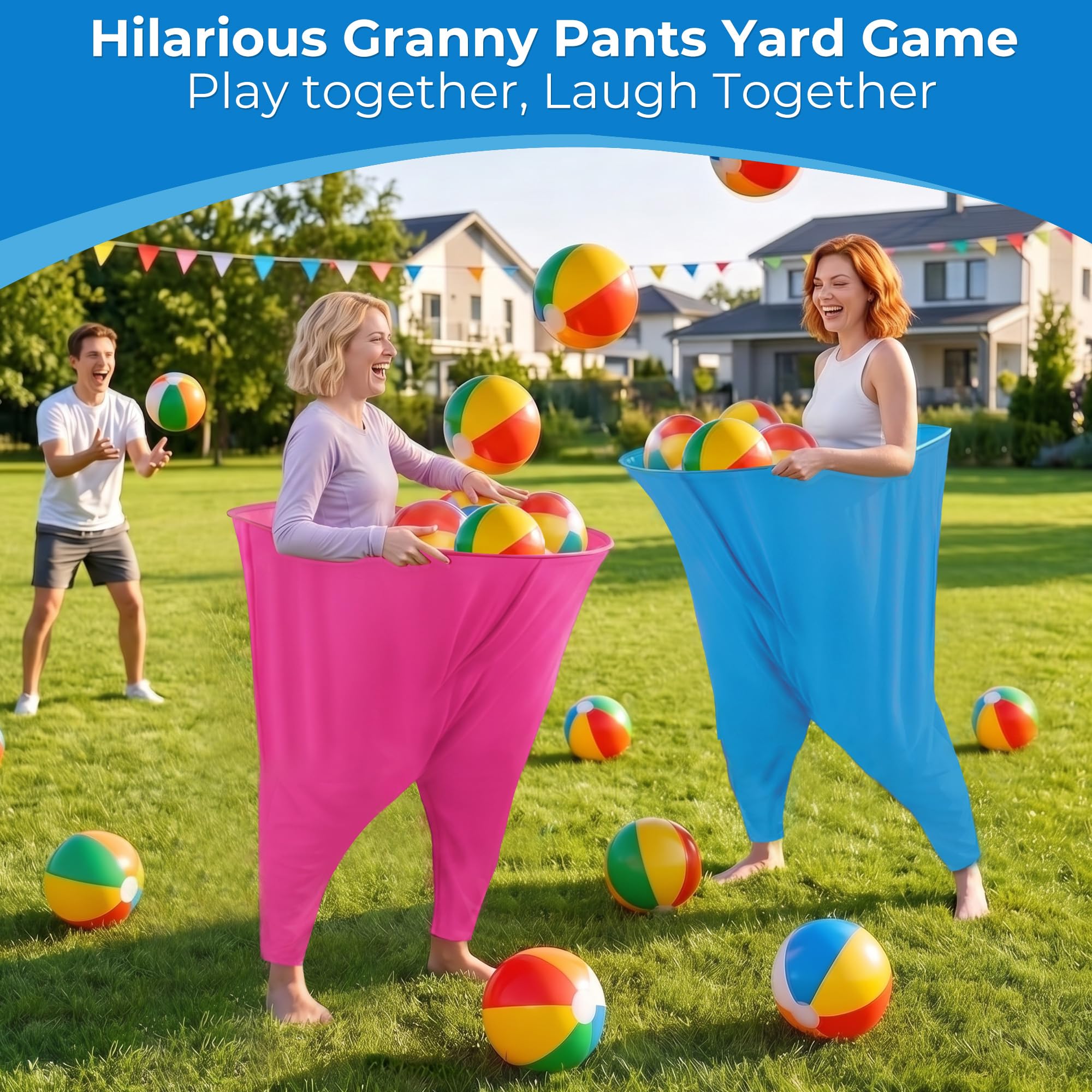 Hmenbiz backyard party scene with players in pants creating social icebreaker moments