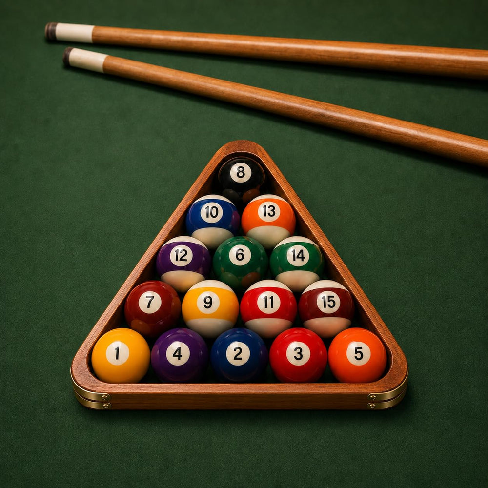 HMQQ racks on a home game-room table adding style and professional utility
