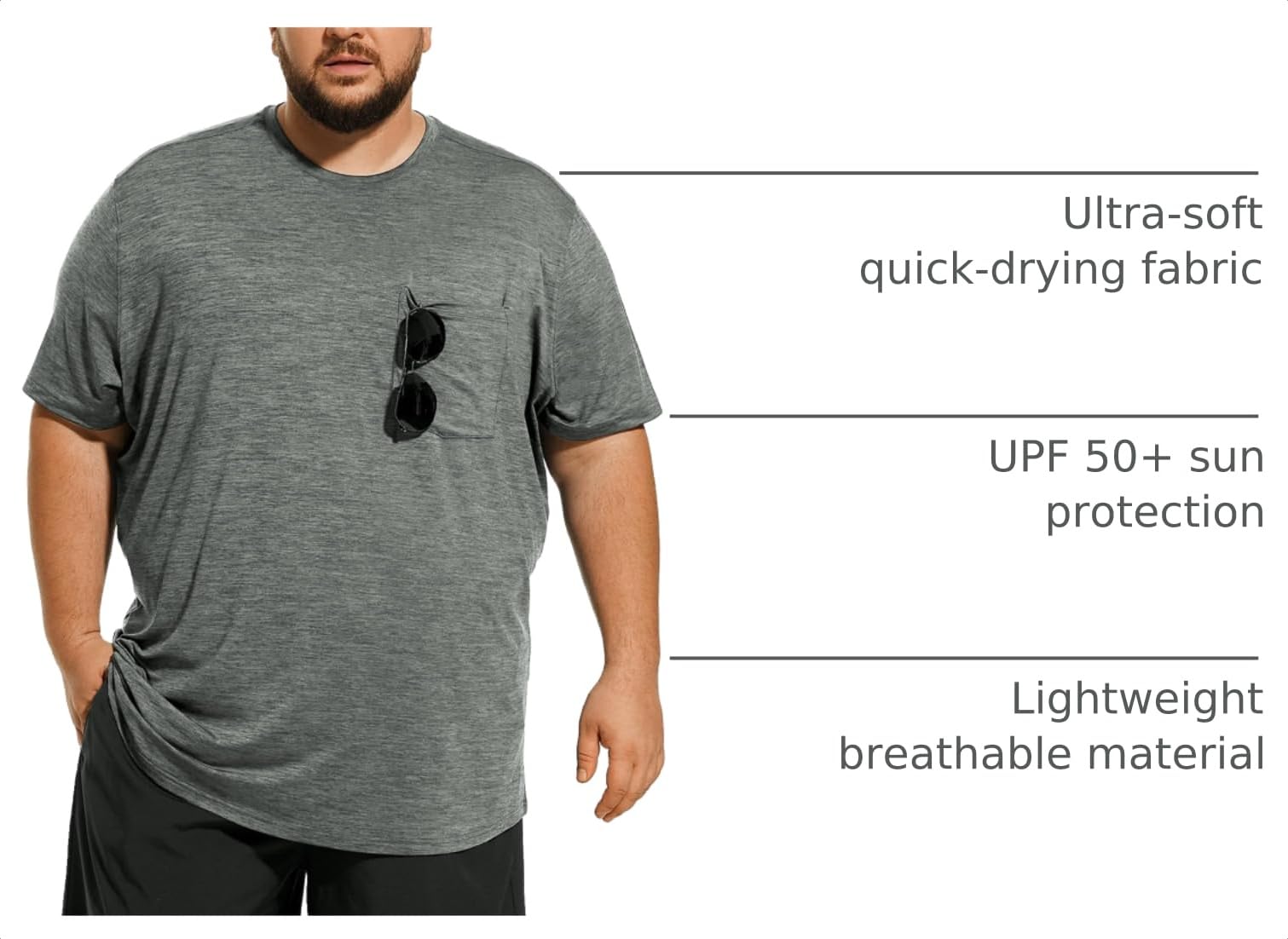 HOdo model wearing UPF 50+ swim shirt at beach showing sun protection