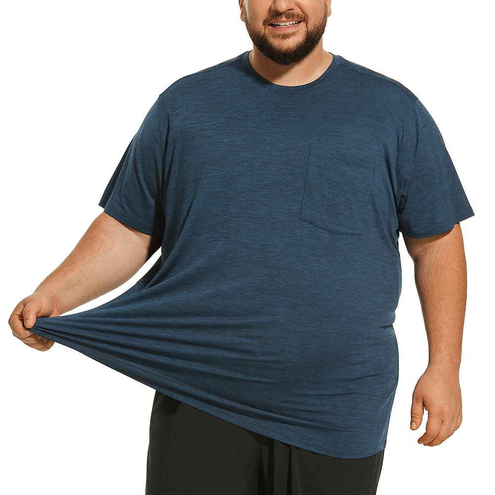 HOdo swim shirt back view highlighting long 34.5-inch length and drape