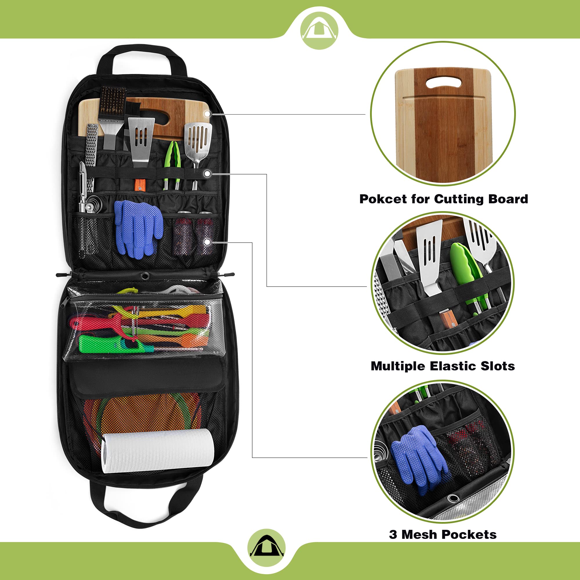 HODRANT hanging on a tree branch for hands-free campsite organization