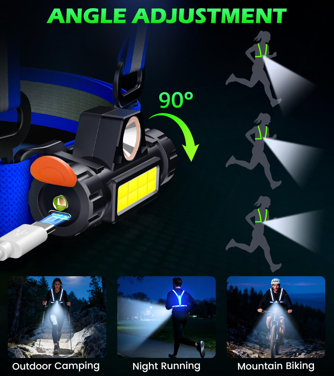Hoeraonr vest worn by runner at night showing improved path illumination and safety
