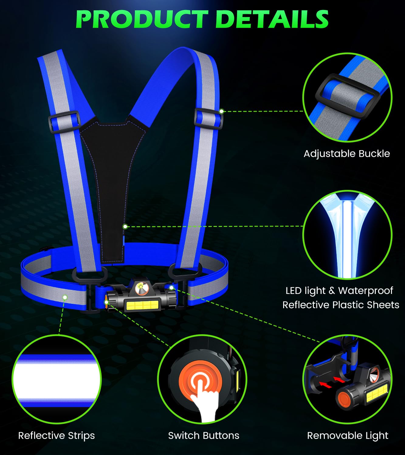 Hoeraonr rear LED halo close-up demonstrating multi-color lights for heightened rear visibility