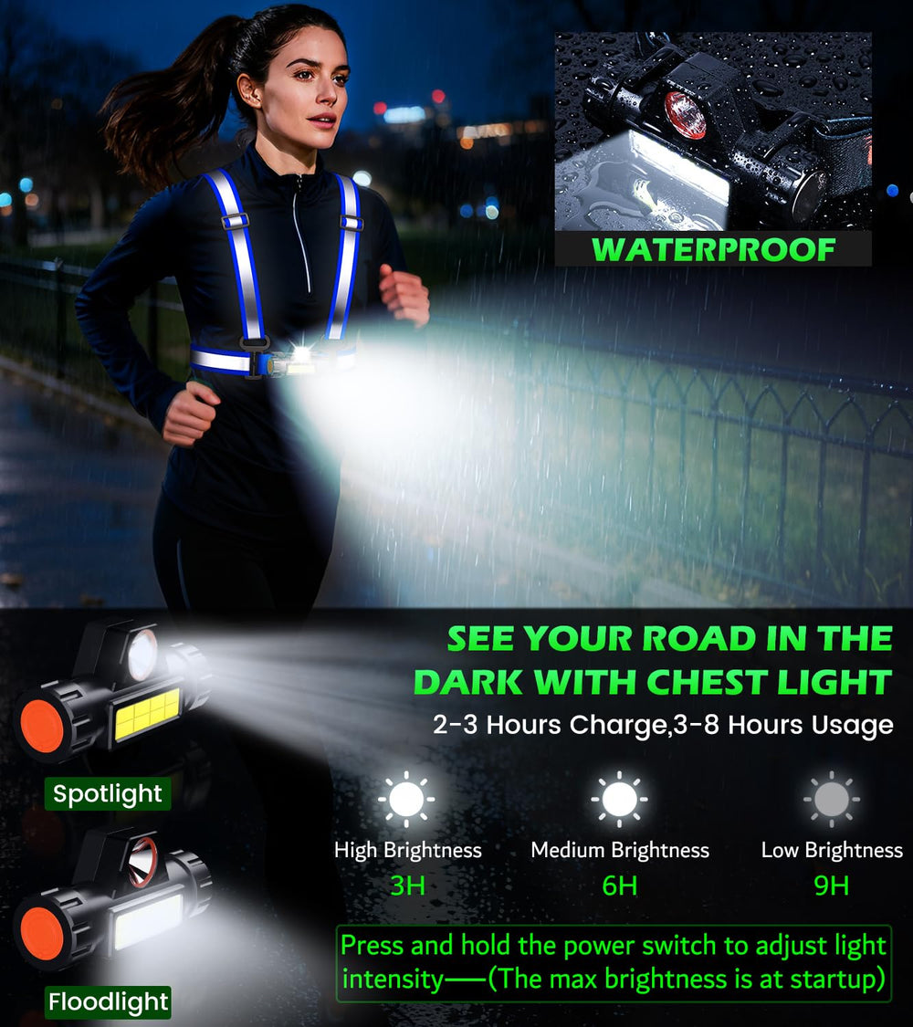 Hoeraonr reflective strip detail on vest enhancing visibility in vehicle headlights