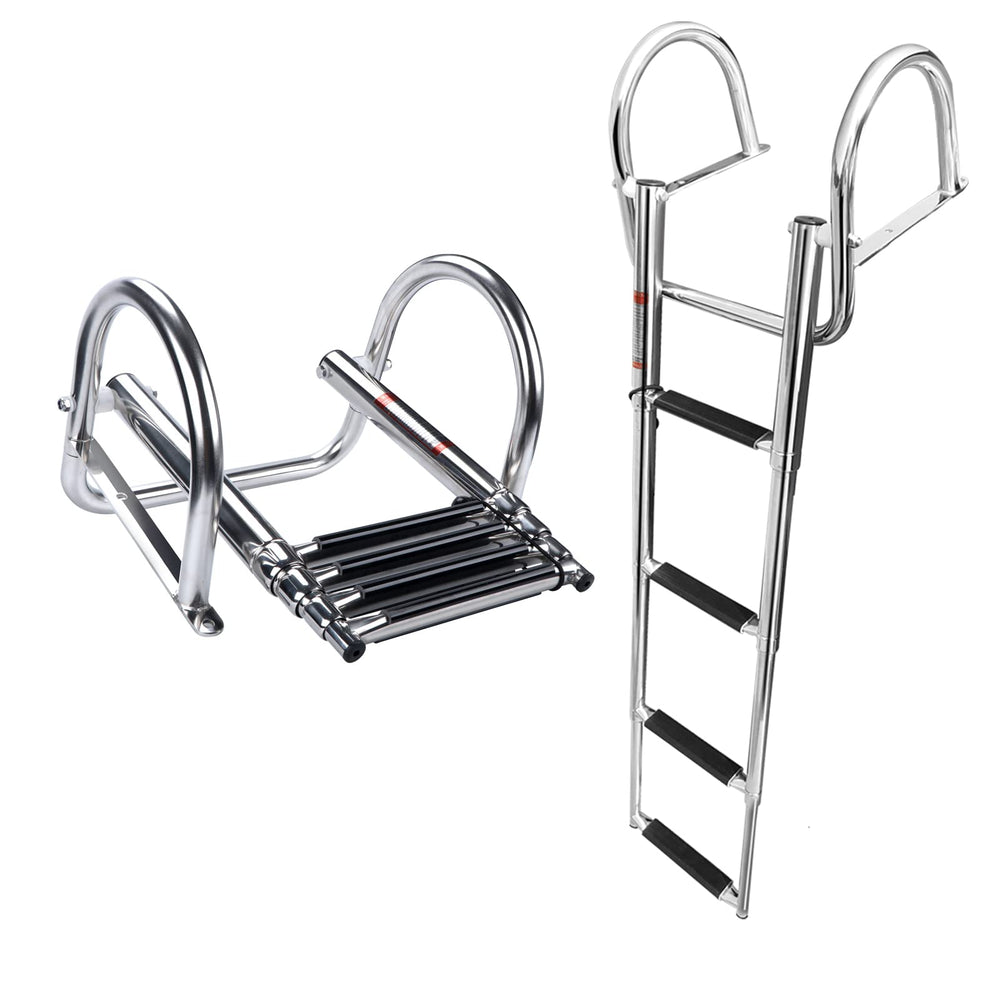 Hoffen ladder installed on pontoon showing easy boarding in use