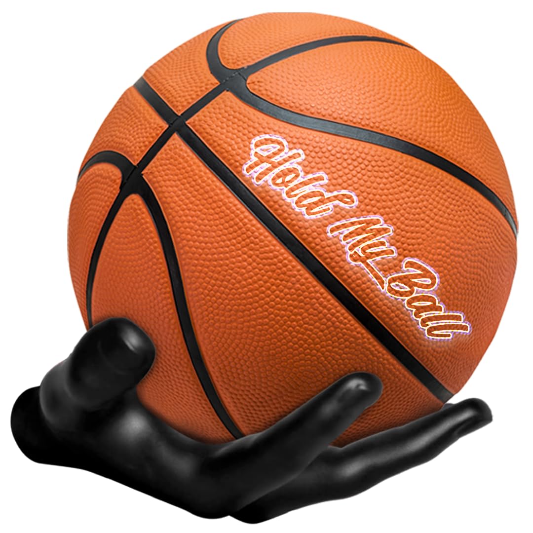 Hold My Ball front view showing sculpted hand mount and secure display benefit