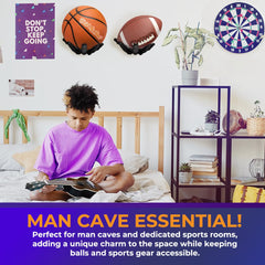Hold My Ball in use on wall with basketball held securely for organized storage