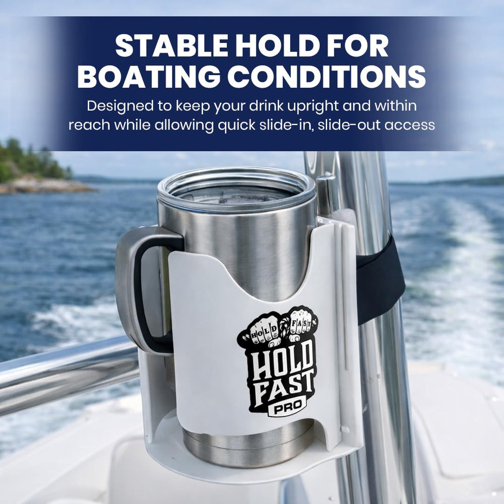 Hold Fast Pro strap and bracket detail showing heavy-duty hook-and-loop security