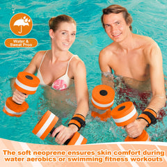 Hollowfly dumbbell in use in pool demonstrating water resistance exercise