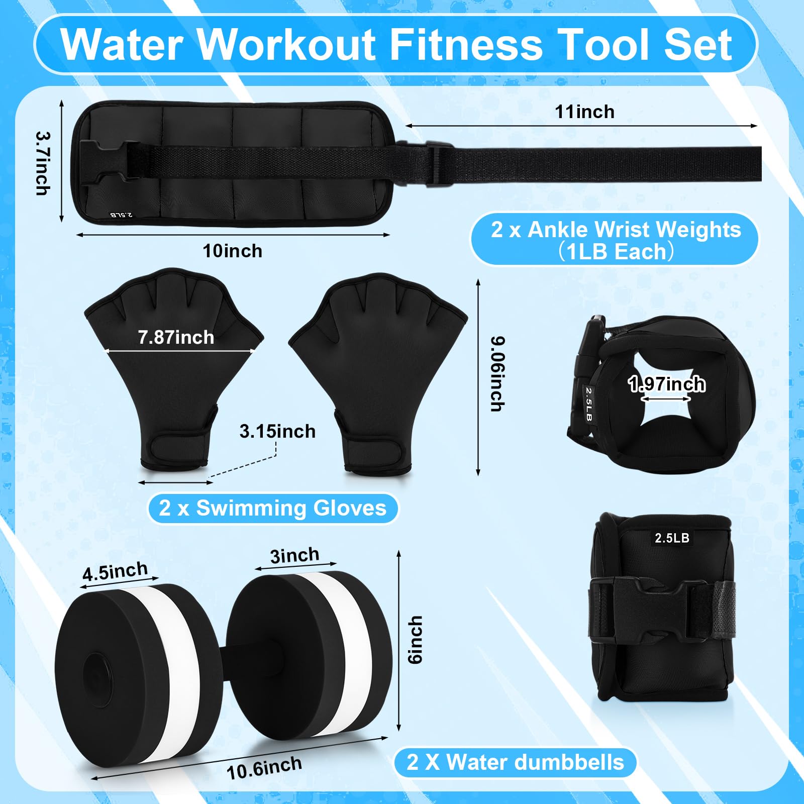 Hollowfly EVA foam water dumbbell close-up showing non-slip handle and buoyancy