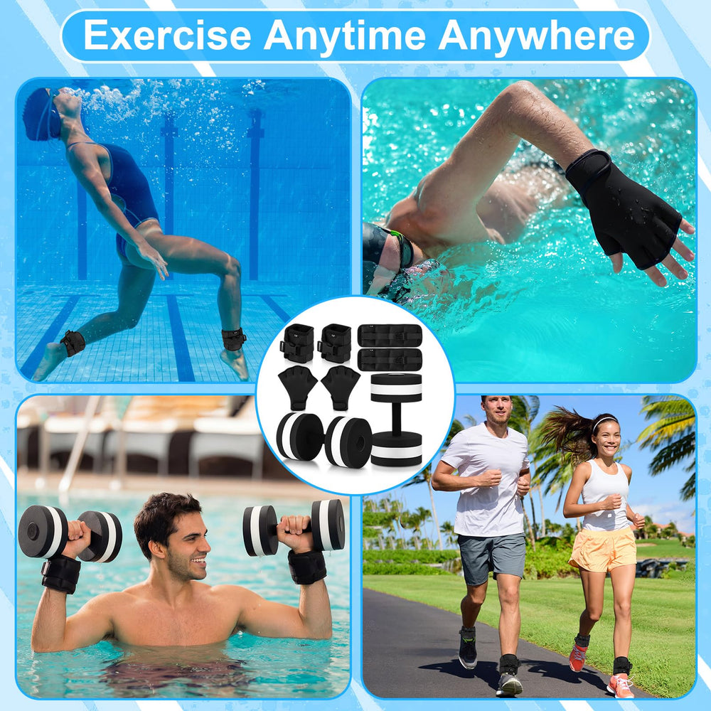 Hollowfly lifestyle image on poolside showing kit ready for low-impact workout