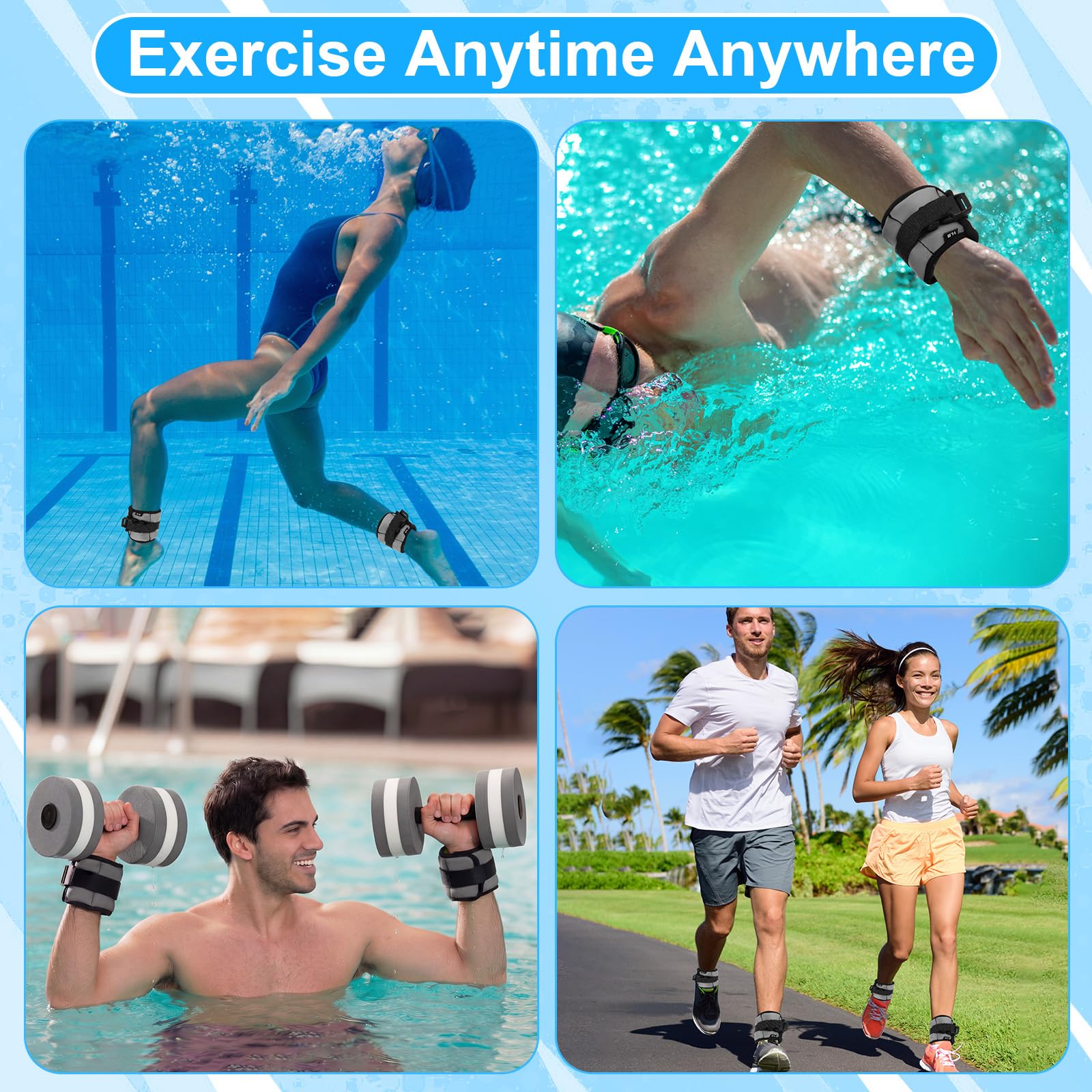 Hollowfly lifestyle image of poolside workout illustrating portable versatility