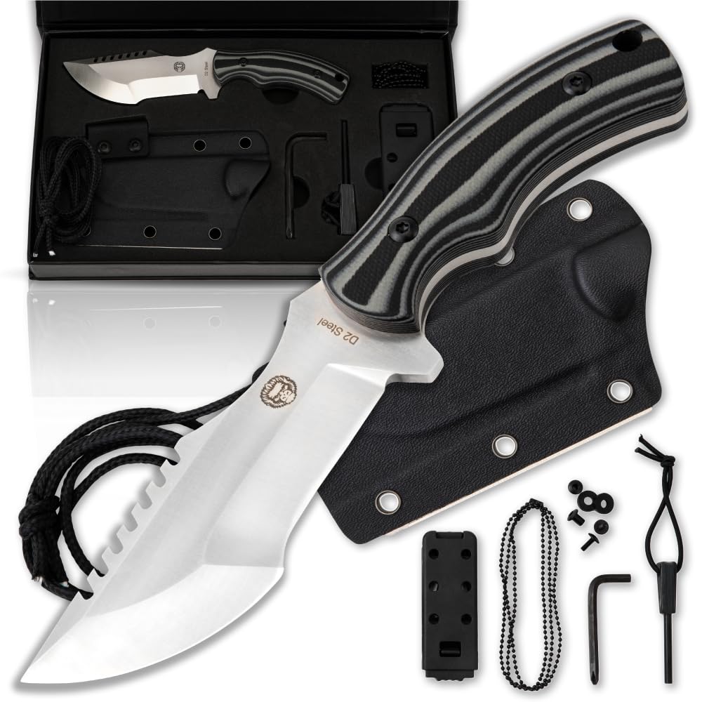 Holtzman's Gorilla Survival Baby Tracker front view showing blade and sheath for reliable outdoor cutting