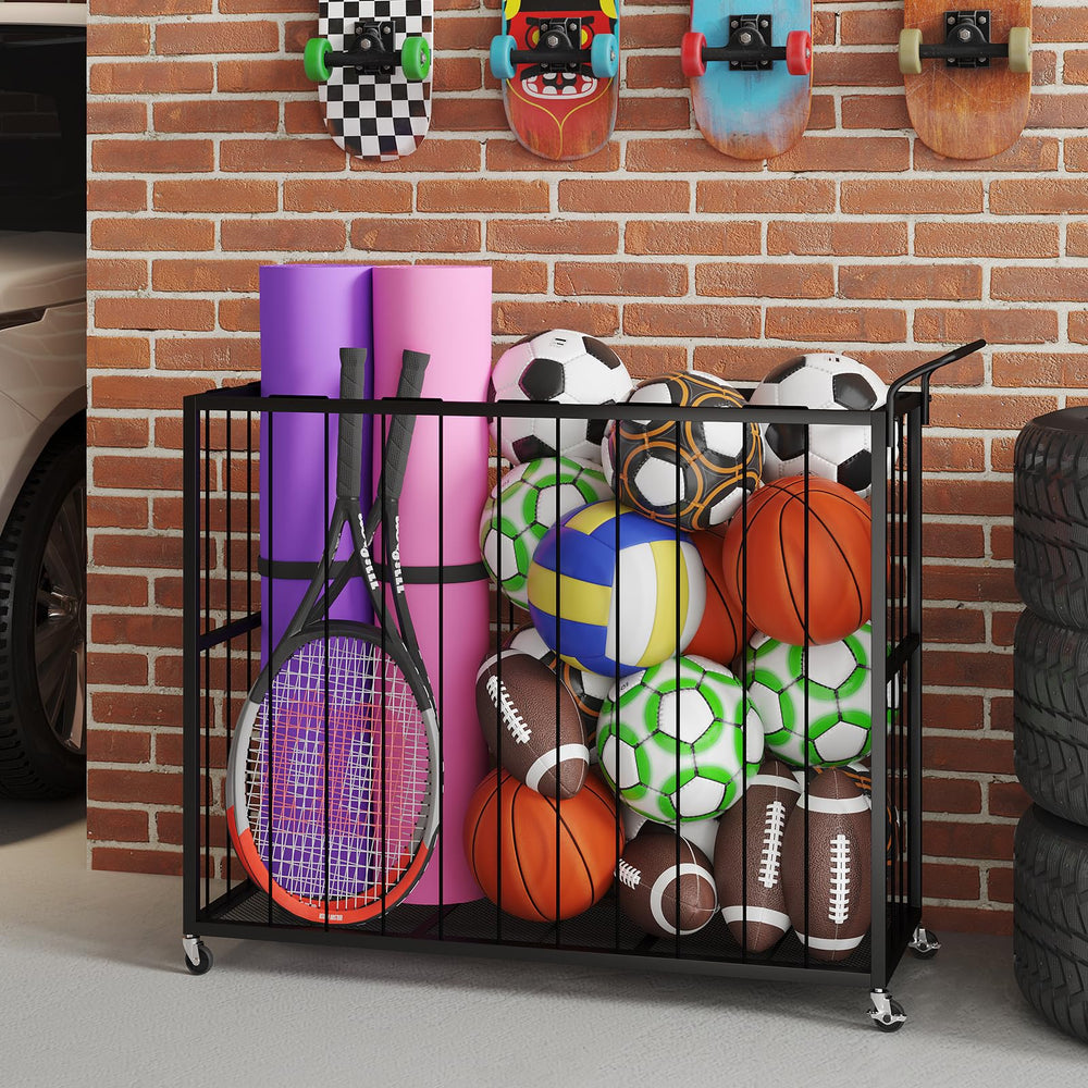 Homsorout side profile filled with assorted balls highlighting capacity and visibility