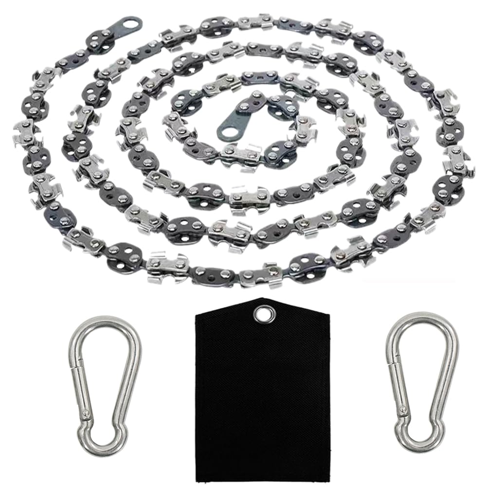 Homyall front view of 53-inch chain showing full length and teeth for fast cutting
