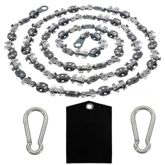 Homyall front view of 53-inch chain showing full length and teeth for fast cutting