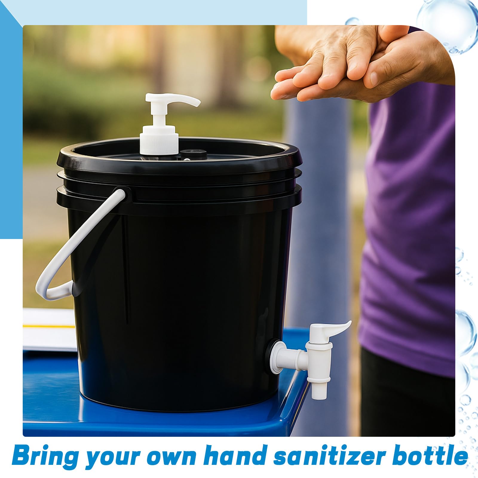 Honeydak portable wash station in outdoor use at a campsite showing on-the-go hygiene benefit