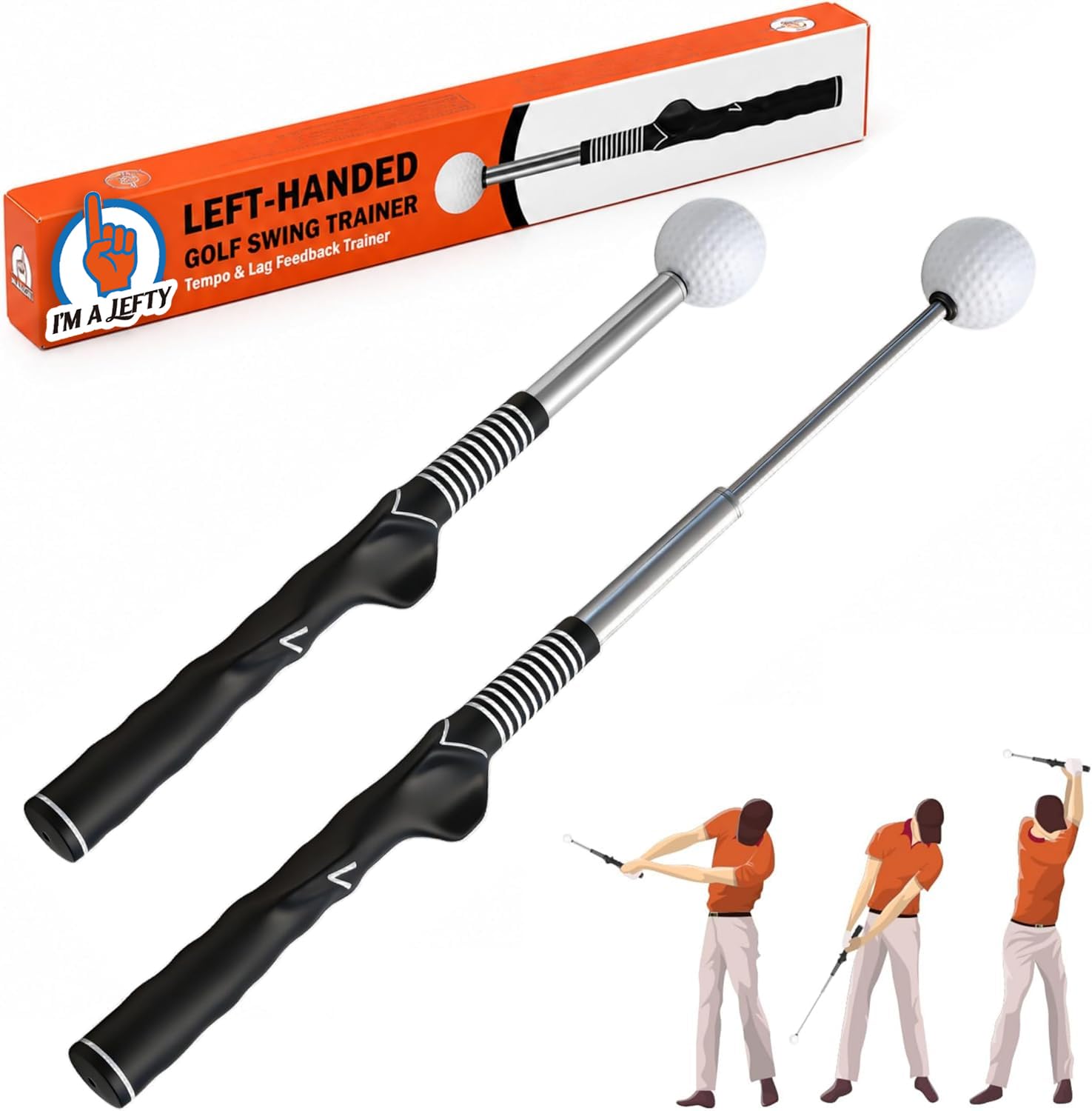 honharo front view of the left-handed swing trainer showing compact design and portability