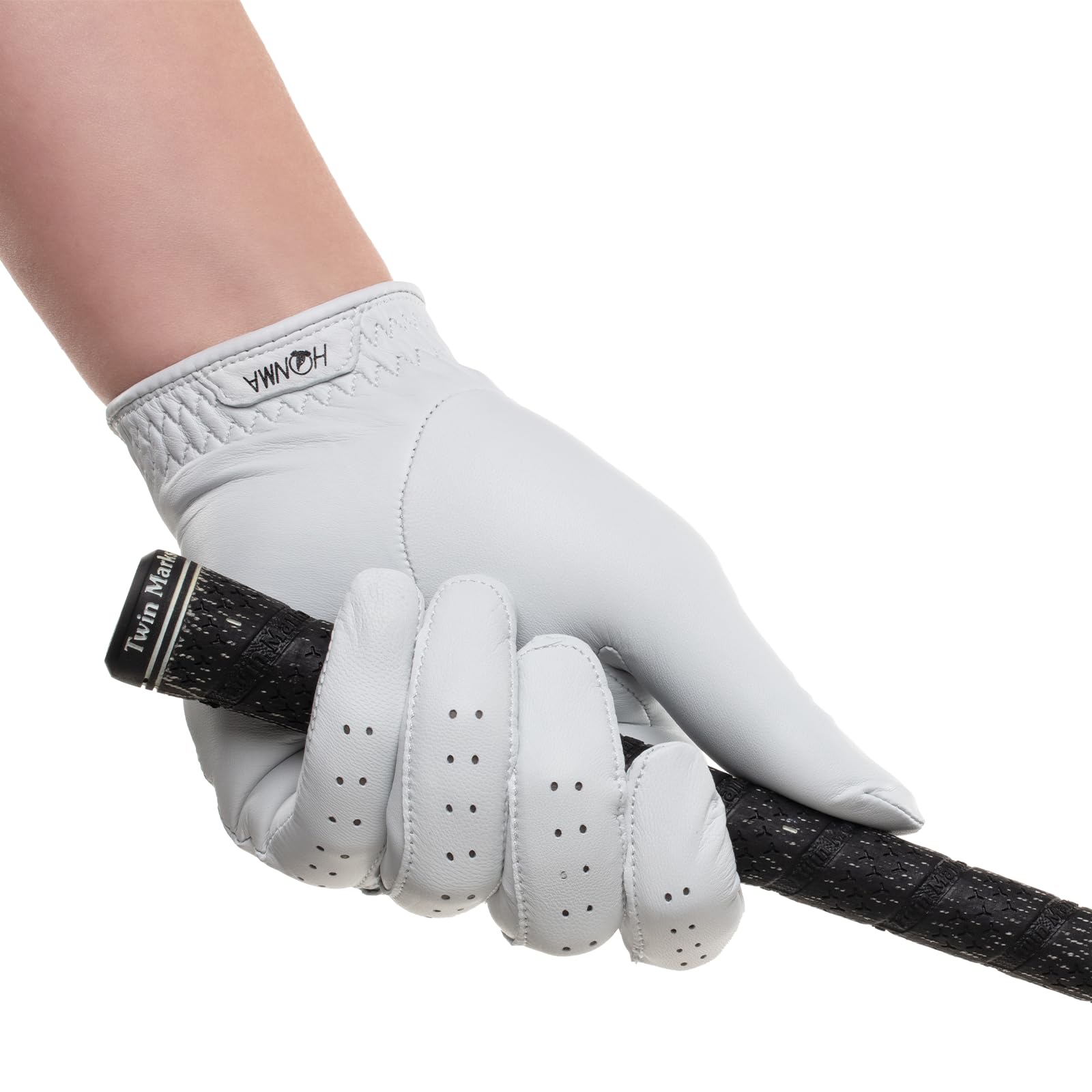 Honma glove finger perforation detail showing breathable ventilation advantage