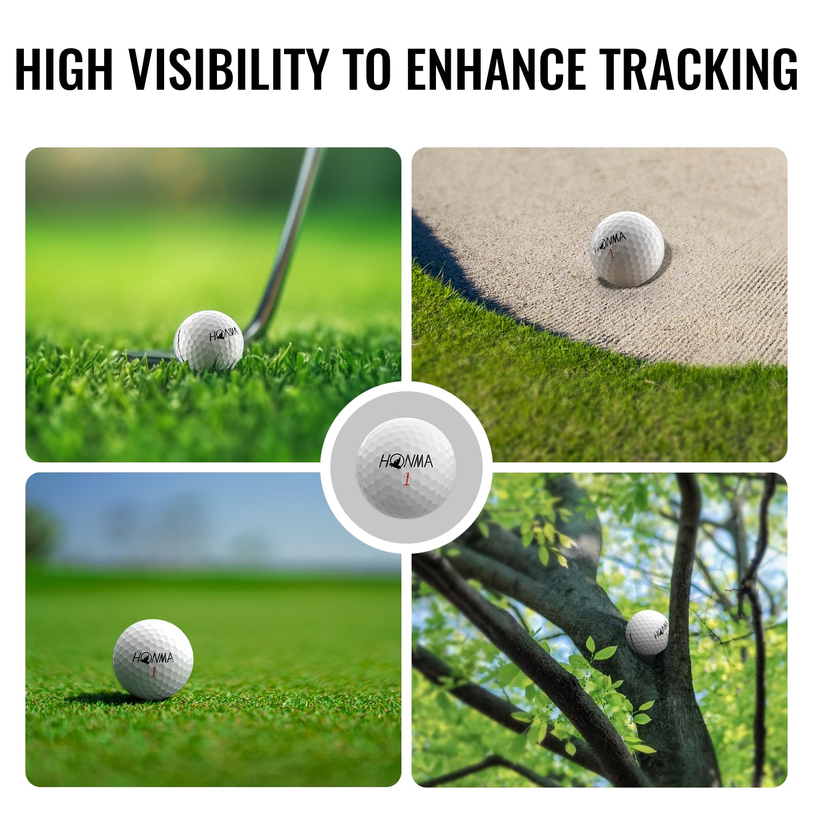 Honma TW-X alignment lines on ball used during putting setup to improve aim