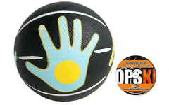 HOOPSKING front view of ball showing hand guides and brand, helps learning grip
