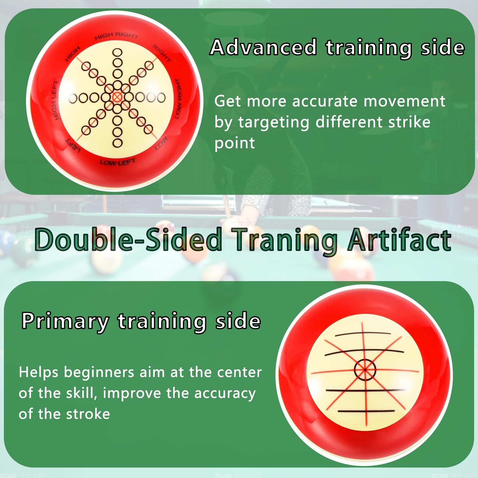 Hordolry cue ball in play on table showing training use benefit