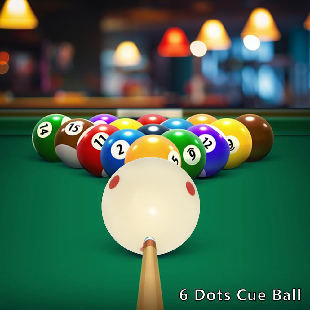 Hordolry cue ball beside ruler showing standard 2-1/4" sizing accuracy