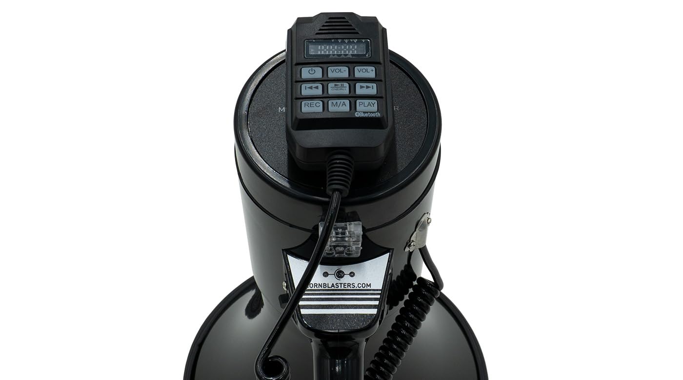 HornBlasters battery and USB port detail showing rechargeable power and connectivity
