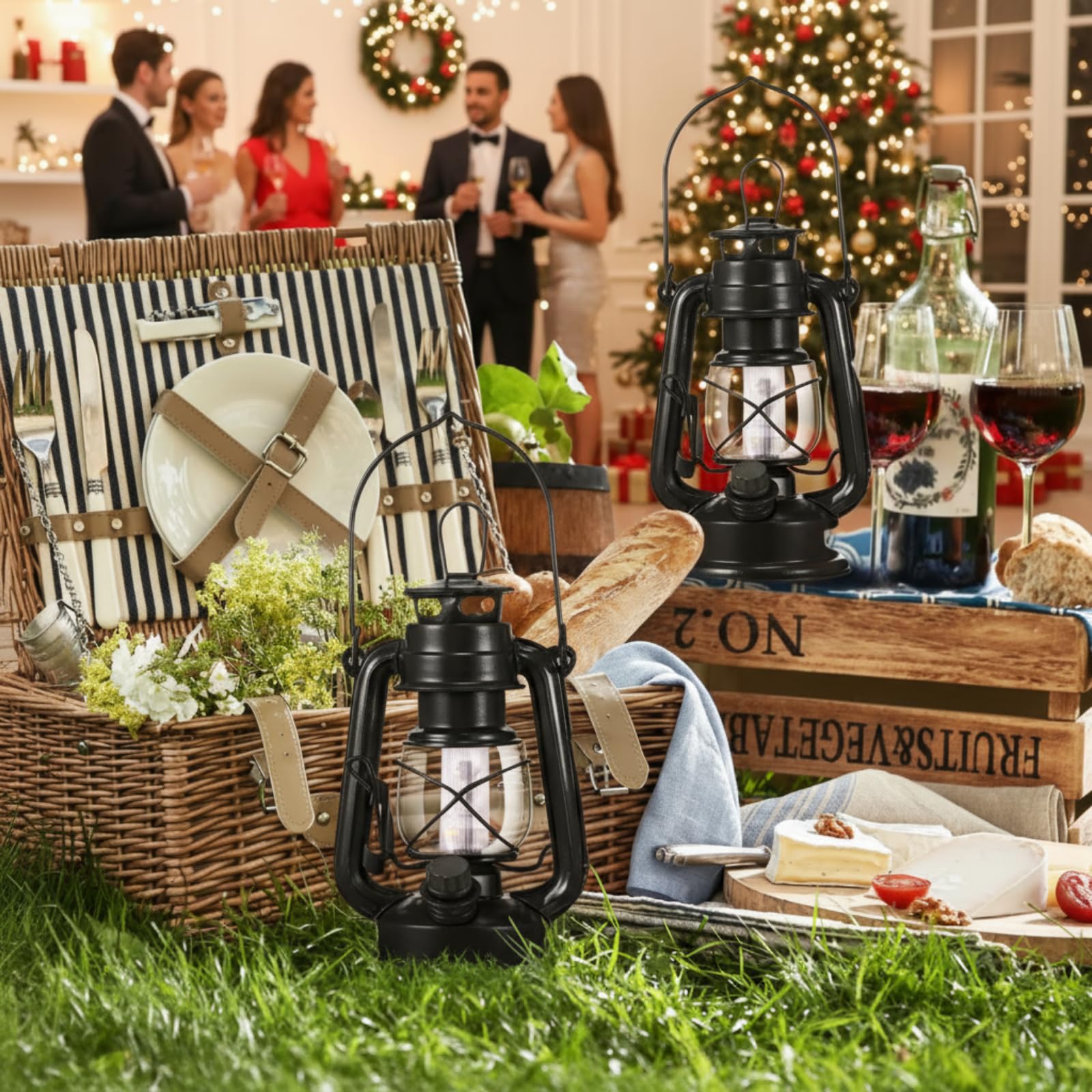 Hortsun lantern used as table centerpiece to create cozy rustic ambiance