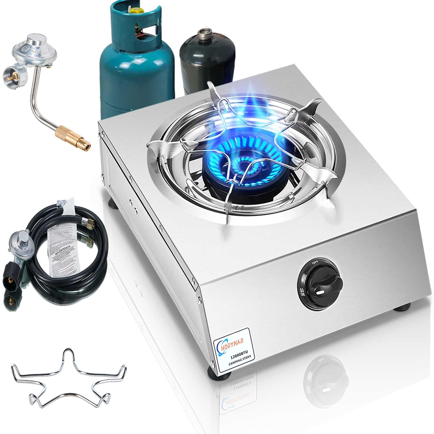 Horynar front view stove showing compact durable design and easy setup