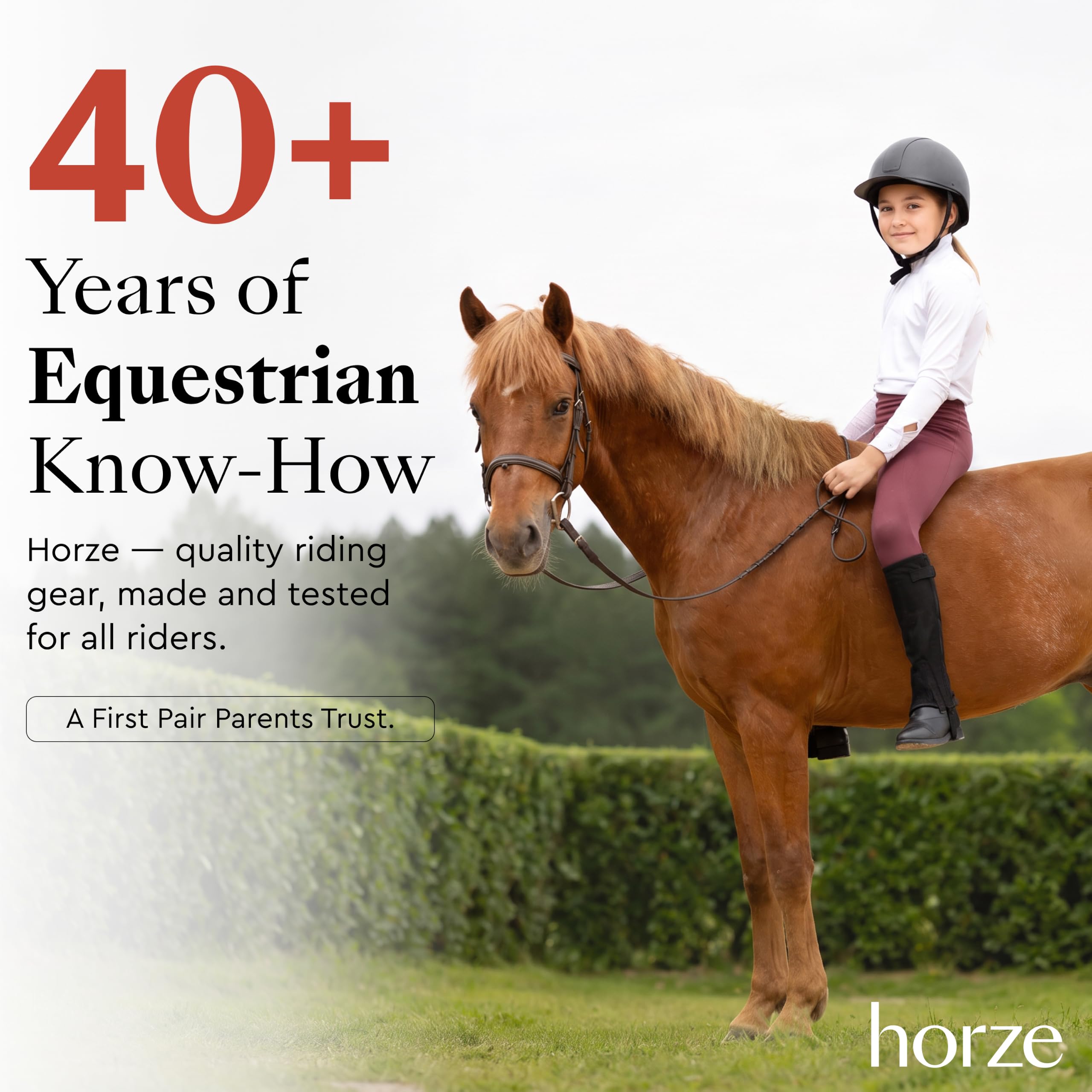 HORZE laid flat showing inner calf panel for reduced stirrup rubbing