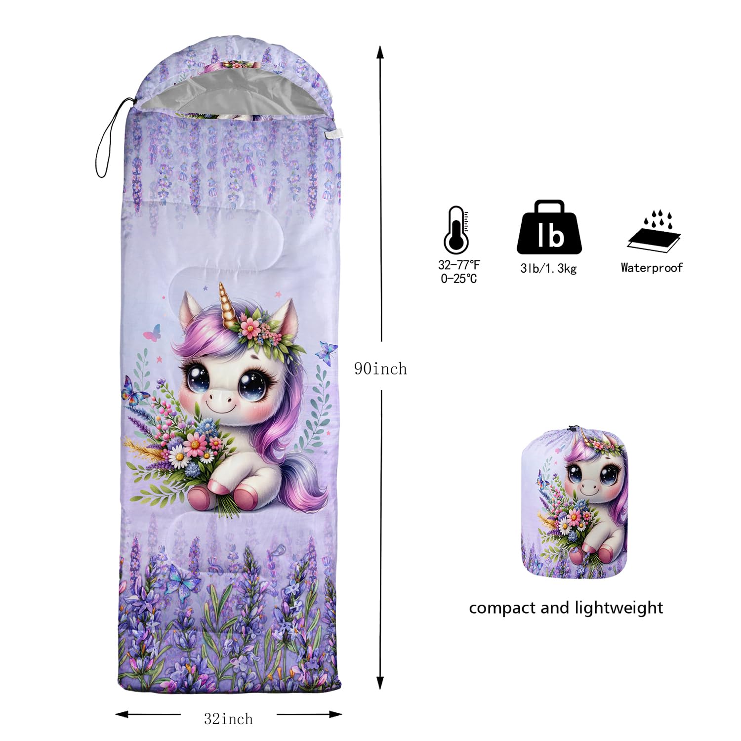 HOSIMA sleeping bag in camping scene with child using it, illustrating portability and joyful design