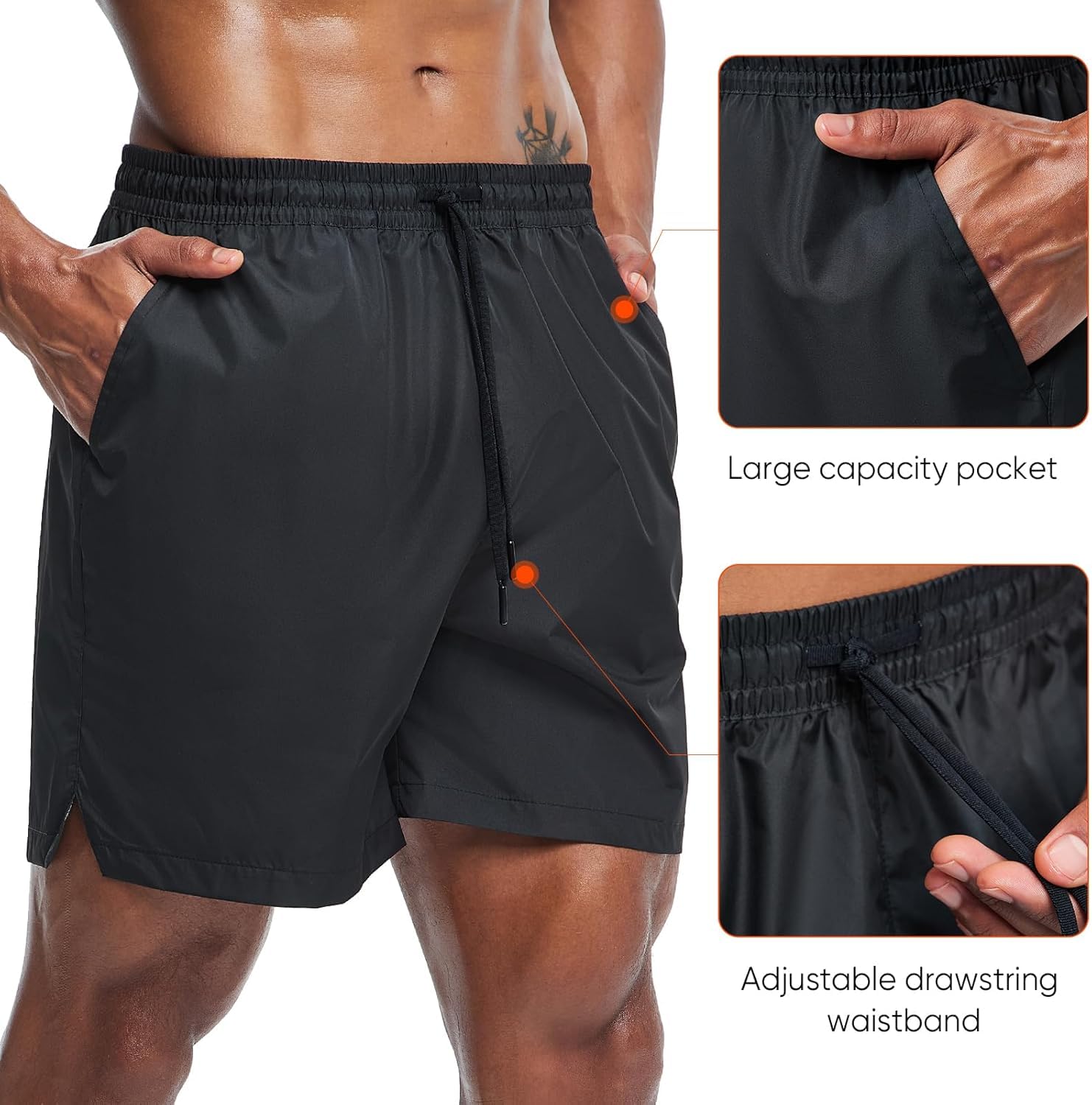 HOTSUIT shorts beside ruler showing size scale and fit selection benefit