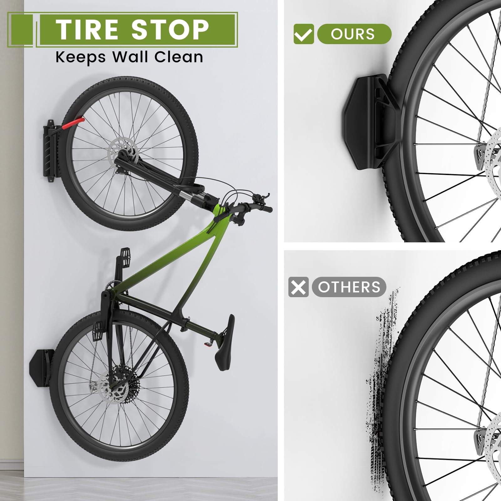 Housolution mounted bike rotated demonstrating swivel action for convenient access