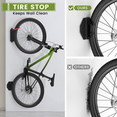 Housolution mounted bike rotated demonstrating swivel action for convenient access