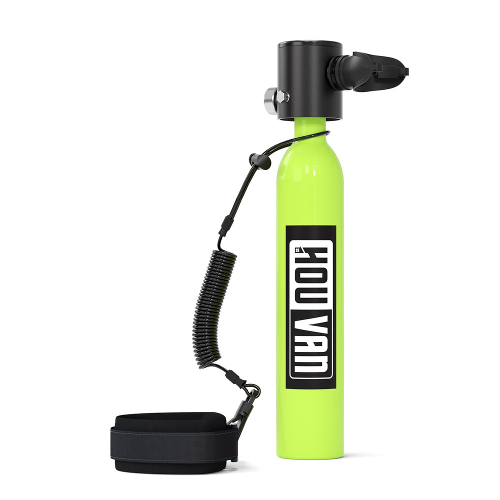 HOUVAN front view of mini scuba tank showing compact design and portability benefit