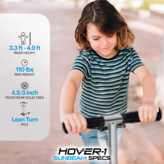 Hover-1 Sunbeam wheel close-up with multicolor lights for fun nighttime visibility