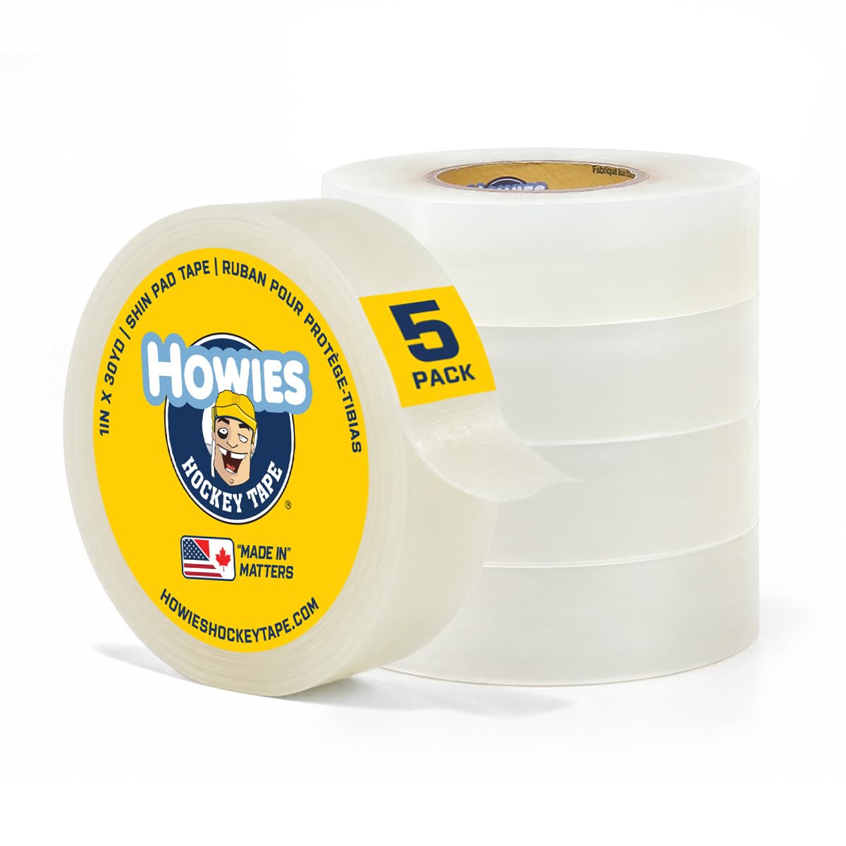 Howies clear tape front packaging showing five rolls and brand trust