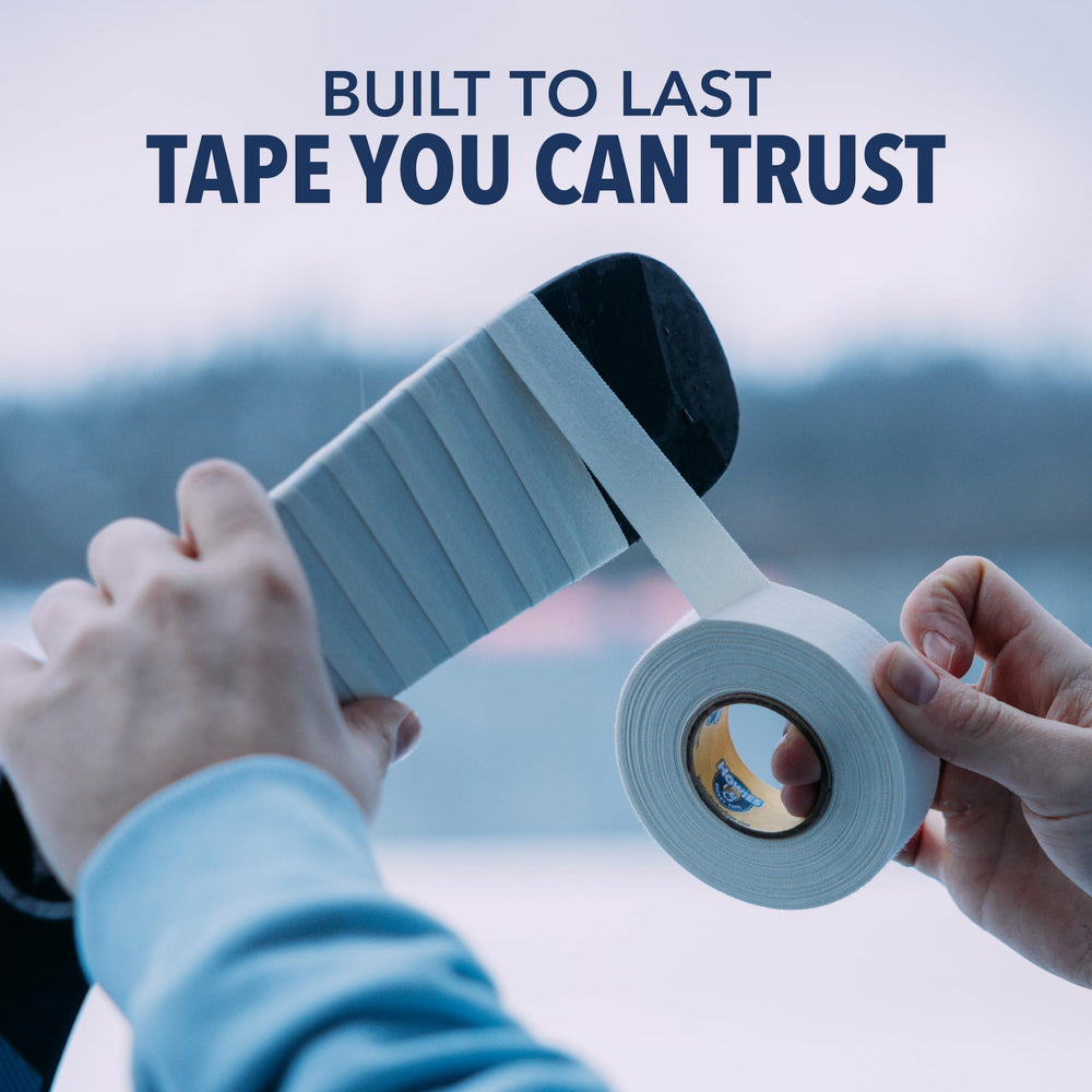 Howies tape rolls beside a ruler showing 1-inch width and roll length clarity