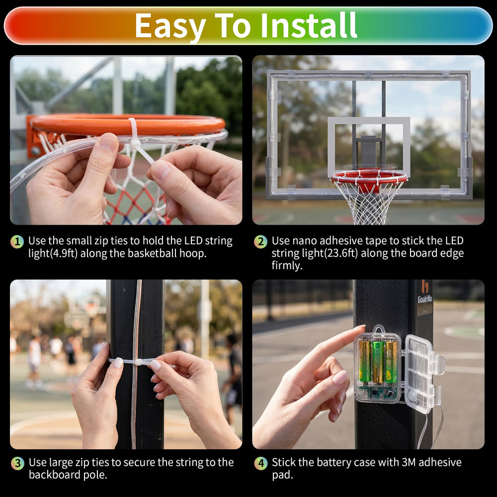 Hozplex installation kit with zip ties and adhesive pads for fast setup