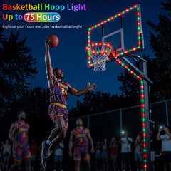 Hozplex mounted on rim at night demonstrating clear court outline and safety