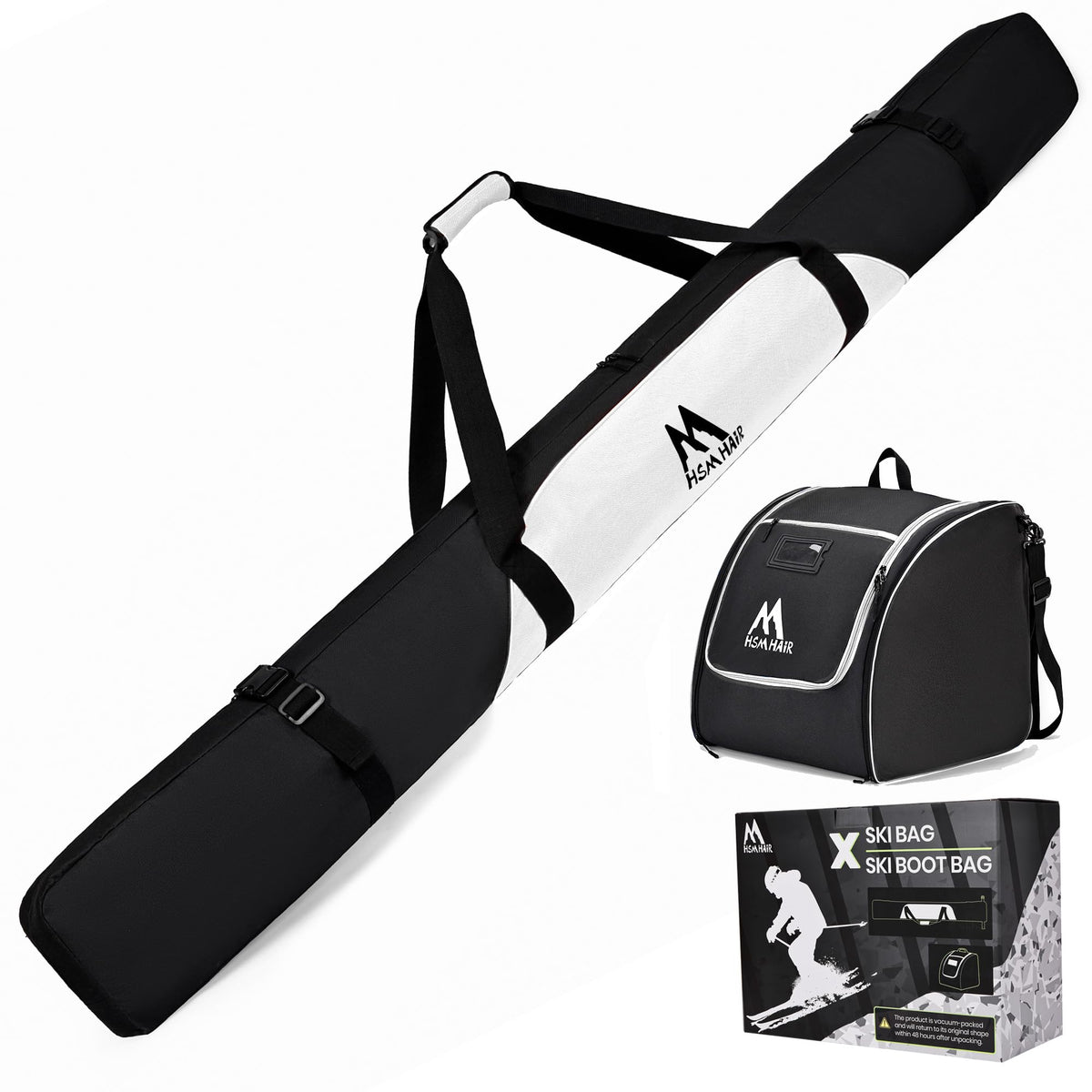 Hsmihair ski bag front view showing organized storage and easy transport