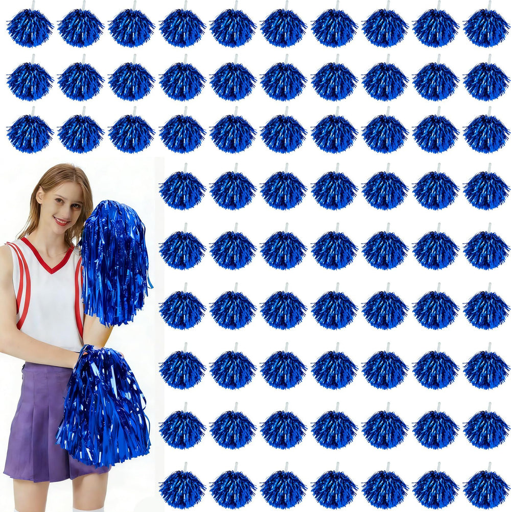 Hualleko front packaging showing 100 blue pom poms and handles for bulk events