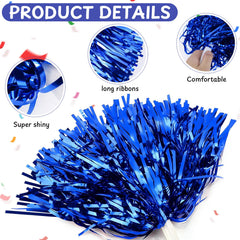 Hualleko metallic foil ribbons detail showing bright reflective blue finish