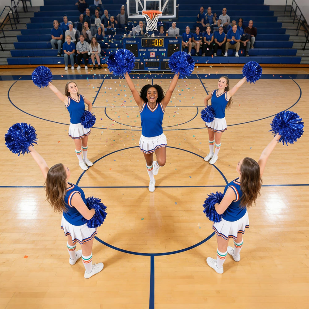 Hualleko pom pom held next to a hand showing compact 8 cm handle size