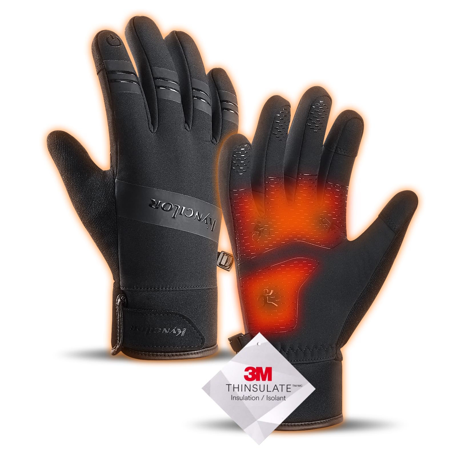 HUAME front view of gloves showing waterproof shell and neat stitching for protection