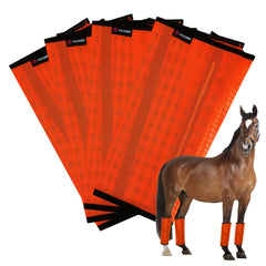 HUAME front view of orange four-piece boot set showing complete coverage and protection